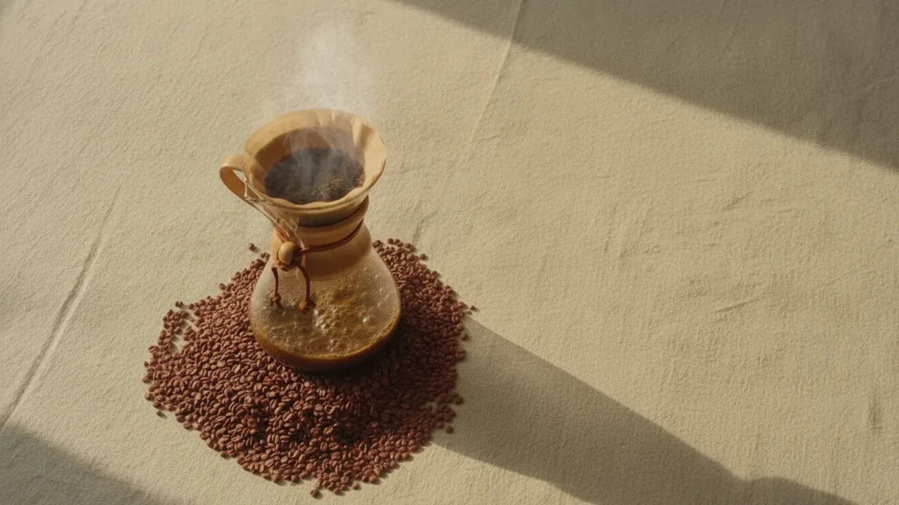Ulavacharu horse gram broth brewed and strained over scattered roasted seeds