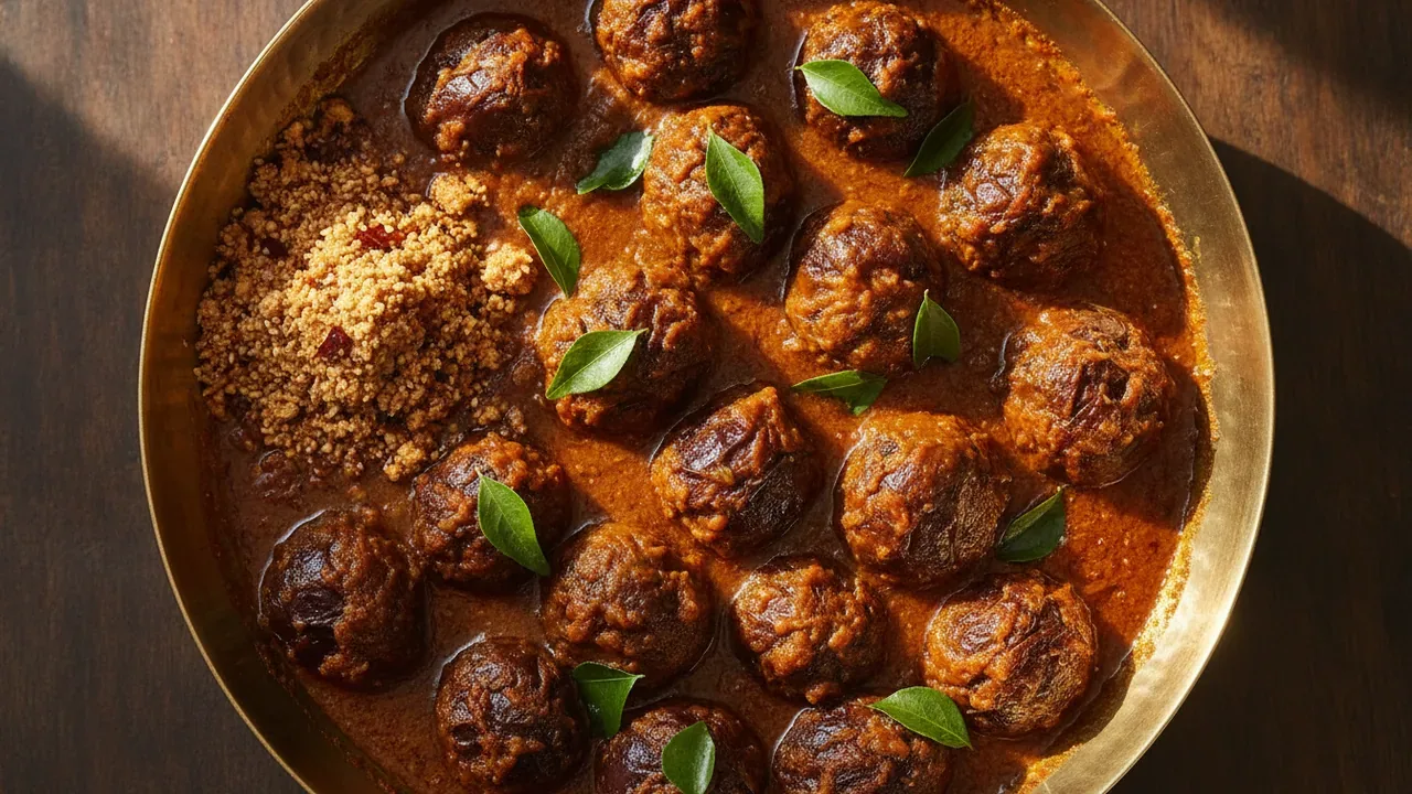 Gutti Vankaya Andhra stuffed brinjal curry in a brass plate