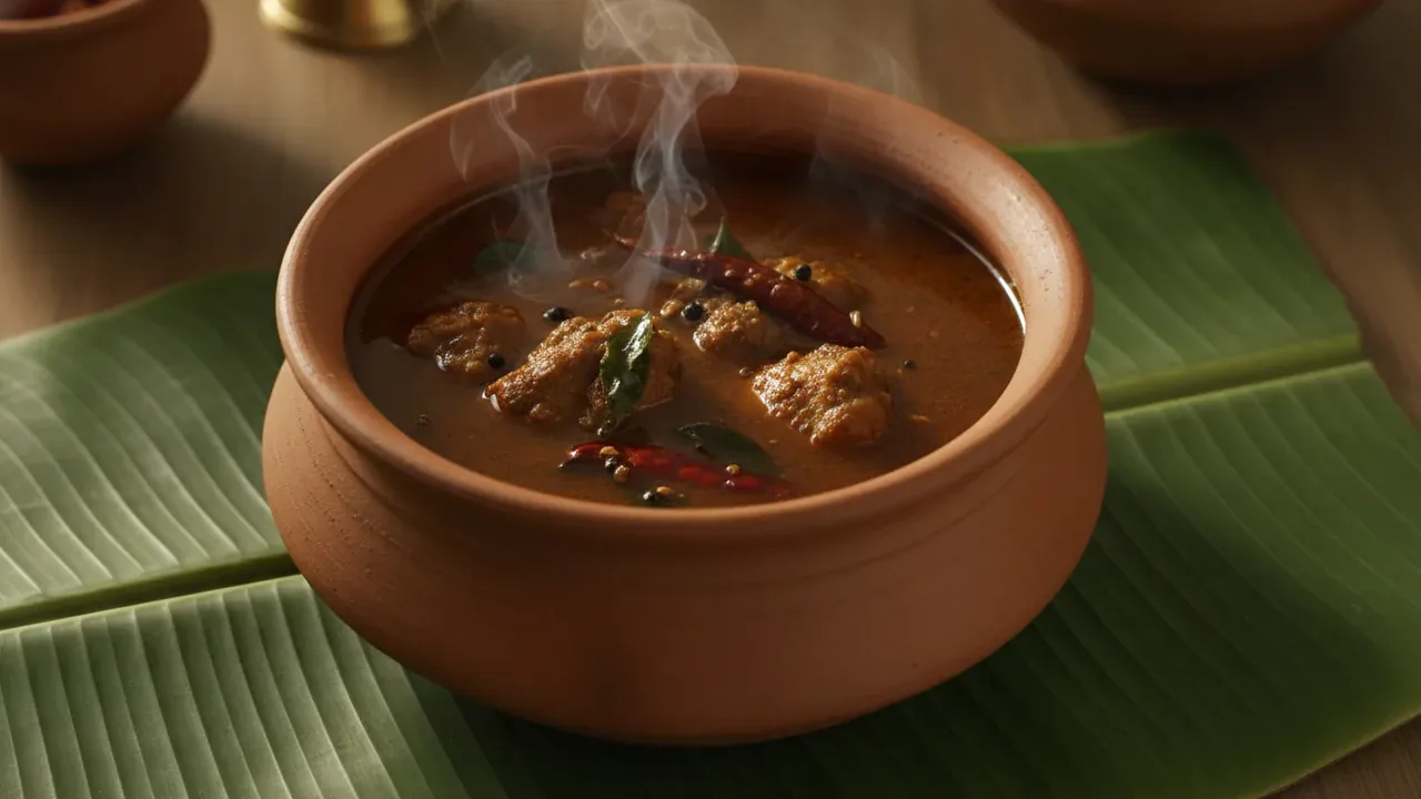 Natu Kodi Andhra country chicken curry in a clay pot